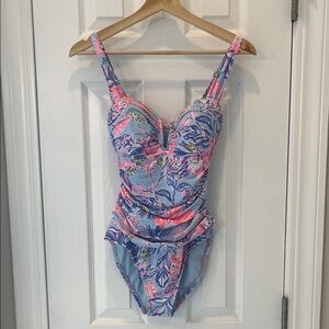 Lilly Pulitzer Pink and Blue Floral One Piece